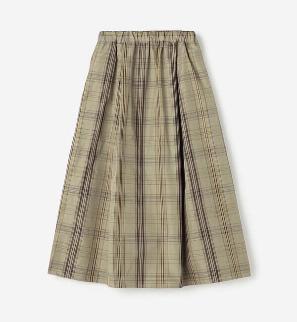 LE GLAZIK「LE GLAZIK | メモリーツイル タックスカート CHECK WOMEN」|スカート|BEIGE系1