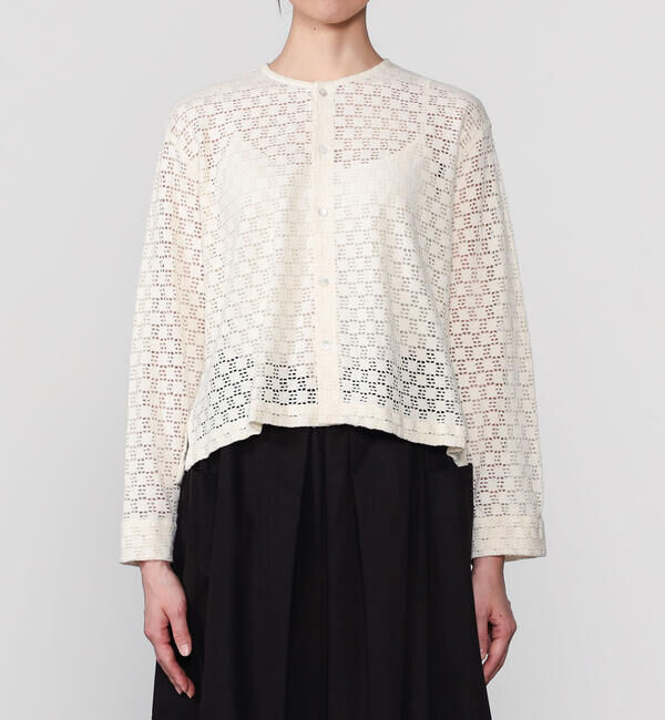  「INDIA INDUSTRY | スクエアレース クルーネックカーディガン WOMEN」|シャツ・ブラウス|
