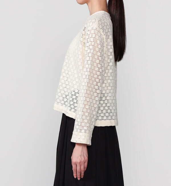  「INDIA INDUSTRY | スクエアレース クルーネックカーディガン WOMEN」|シャツ・ブラウス|