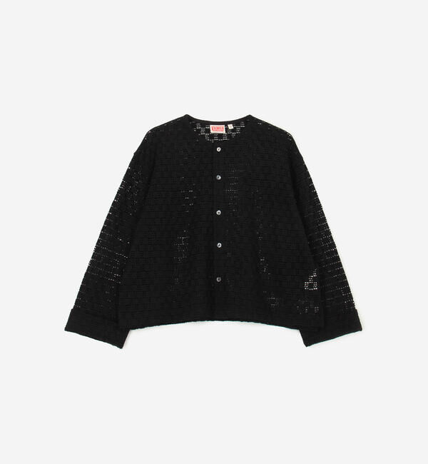  「INDIA INDUSTRY | スクエアレース クルーネックカーディガン WOMEN」|シャツ・ブラウス|BLACK