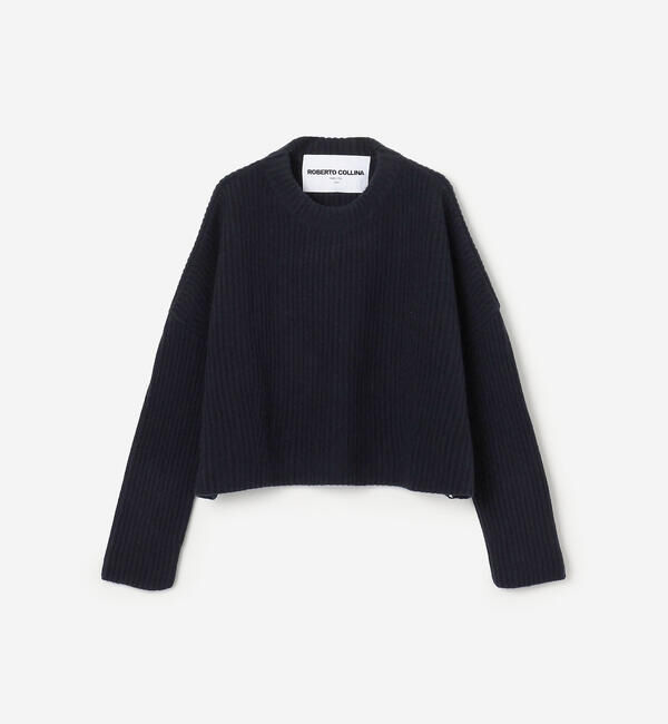 「roberto collina | リブニット クルーネックセーター WOMEN」|ニット・セーター|NAVY