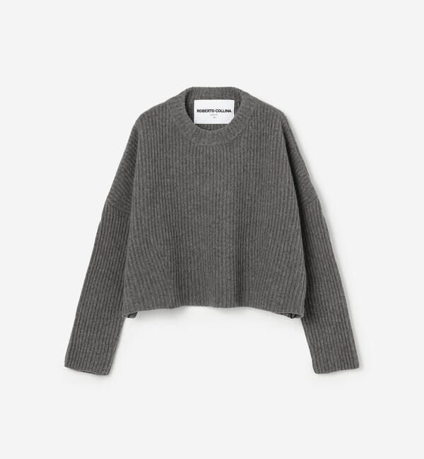  「roberto collina | リブニット クルーネックセーター WOMEN」|ニット・セーター|GREY系1