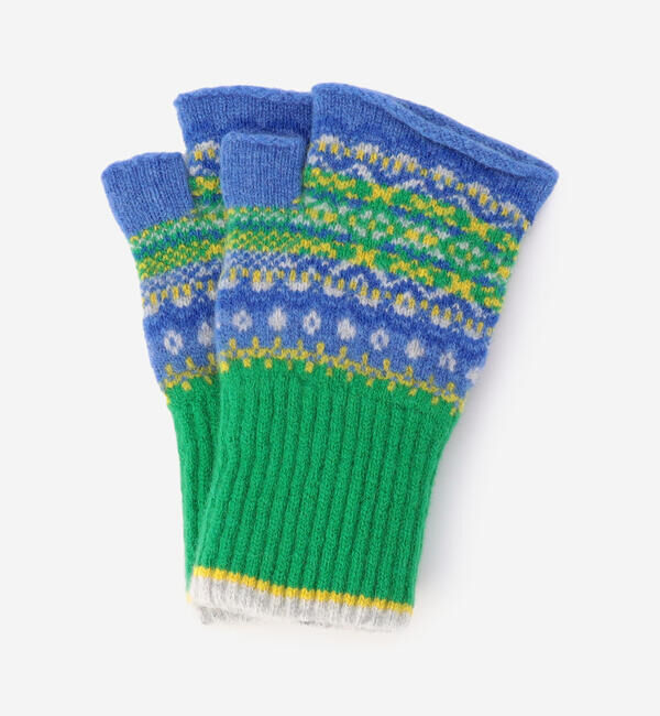  「ERIBE | ウール オープンミット」|手袋|GREEN系1