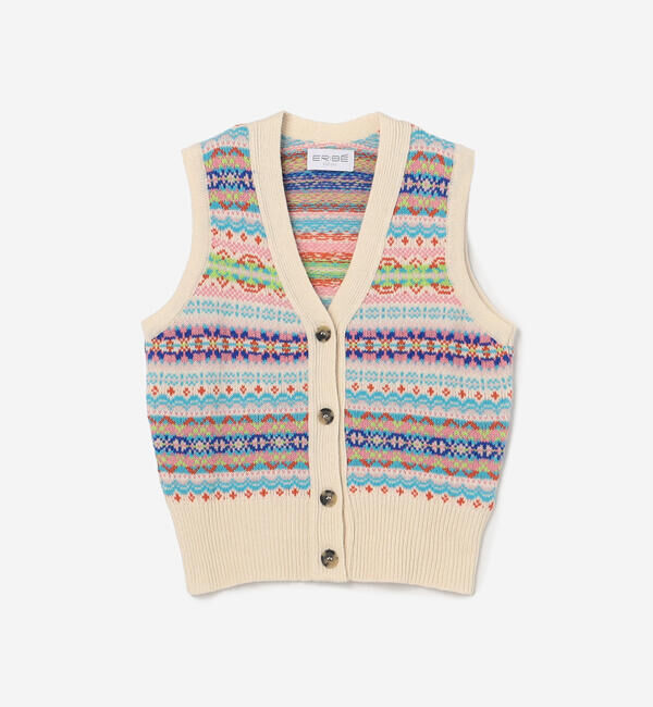  「ERIBE | フェアアイル Vネックニットベスト WOMEN」|ベスト・ジレ|