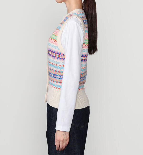  「ERIBE | フェアアイル Vネックニットベスト WOMEN」|ベスト・ジレ|