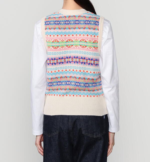  「ERIBE | フェアアイル Vネックニットベスト WOMEN」|ベスト・ジレ|