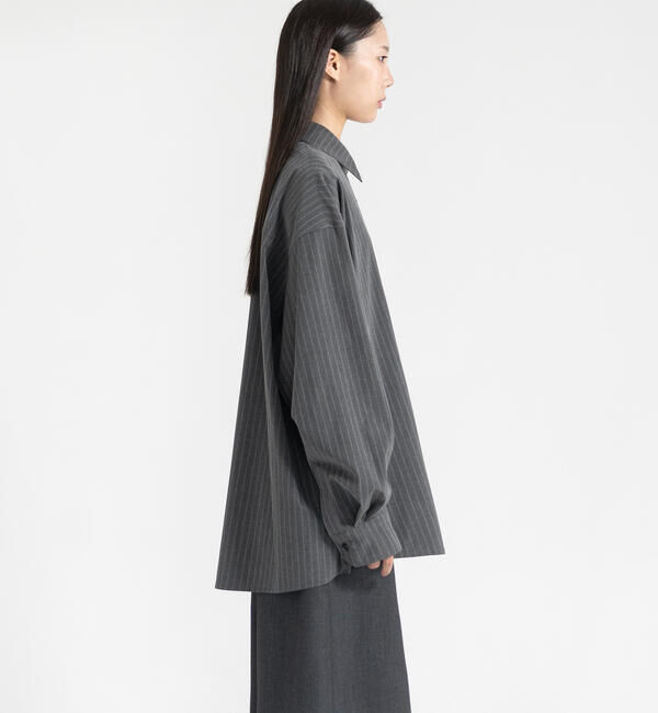  「eunoia | ウールライク ストライプシャツ WOMEN」|シャツ・ブラウス|