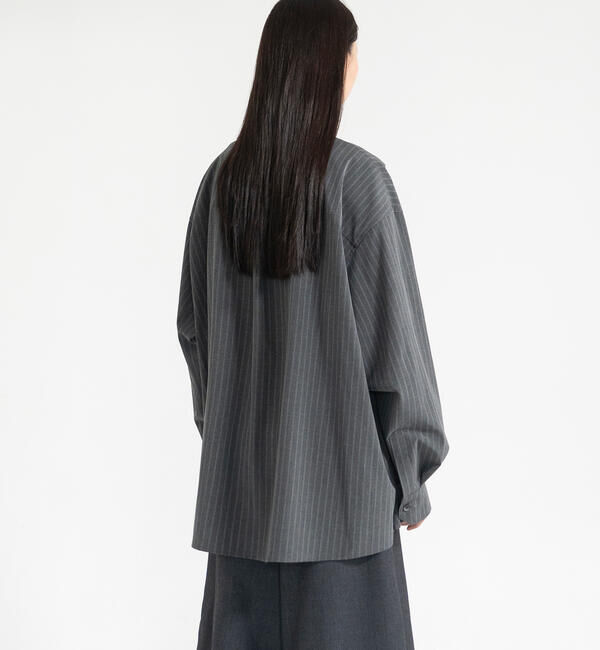  「eunoia | ウールライク ストライプシャツ WOMEN」|シャツ・ブラウス|