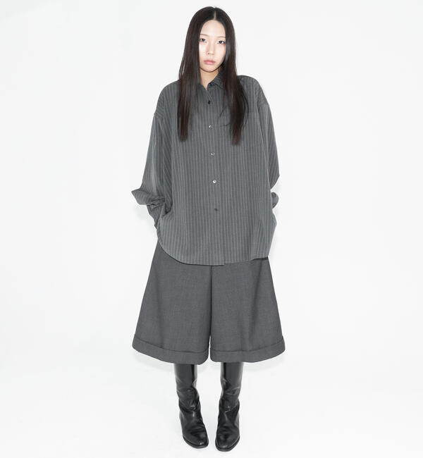  「eunoia | ウールライク ストライプシャツ WOMEN」|シャツ・ブラウス|