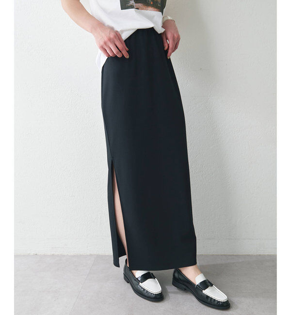  「カットジョーゼットスリットスカート」|スカート|ブラック