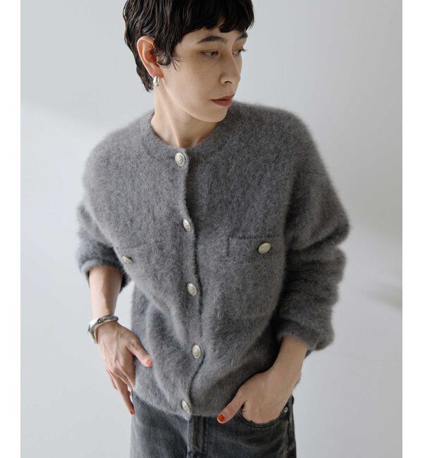  「ファーボタンジャケット」|ニット・セーター|