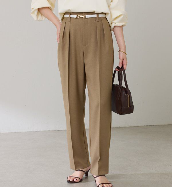  「ウールライクテーパードパンツ」|チノ|ベージュ