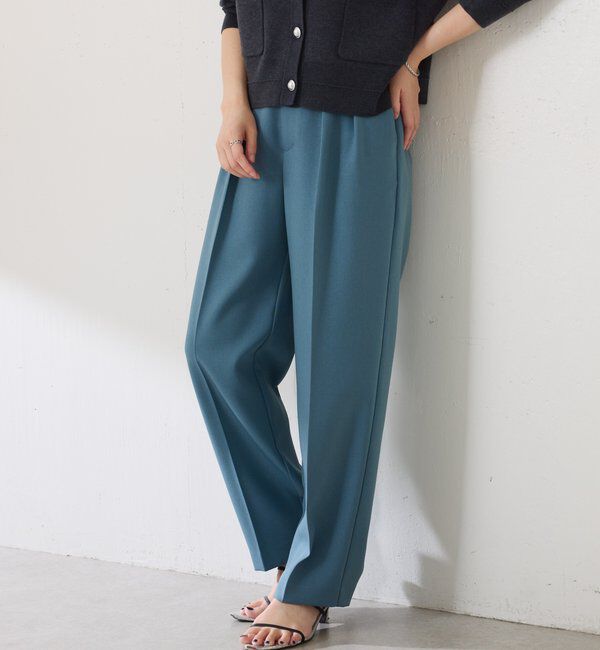  「ウールライクテーパードパンツ」|チノ|ブルー