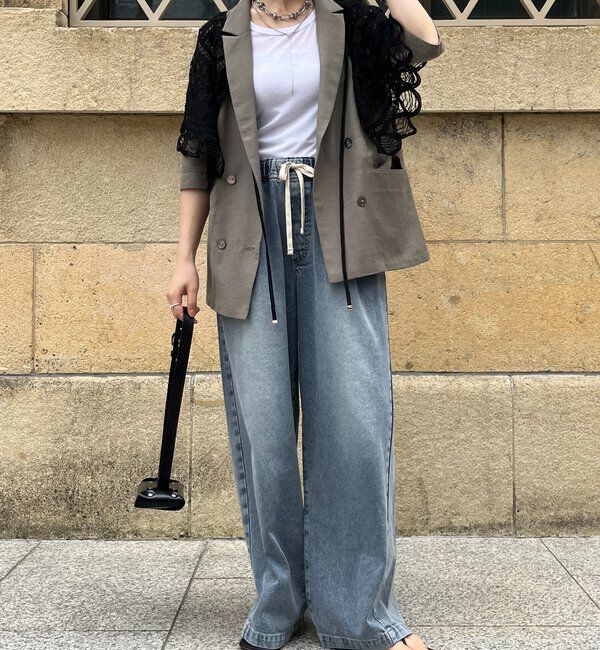  「【新色追加】デニムワイドイージーパンツ」|デニム|