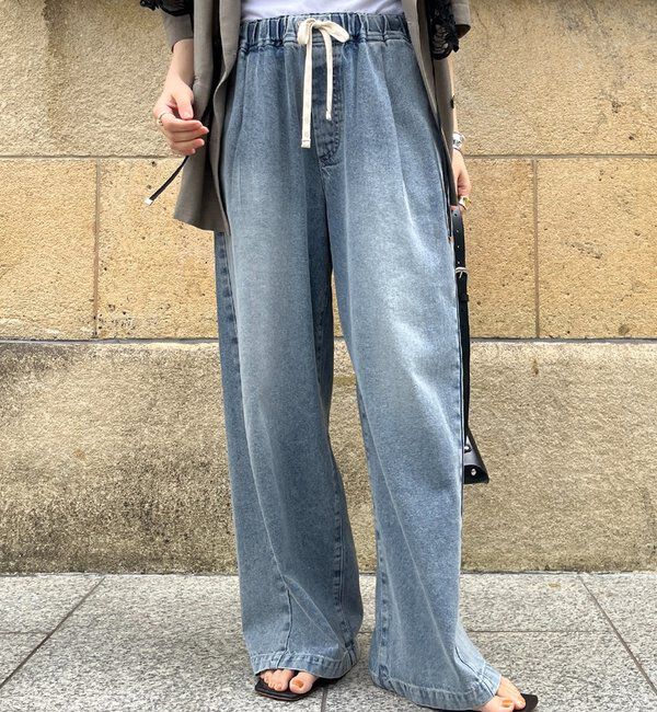  「【新色追加】デニムワイドイージーパンツ」|デニム|