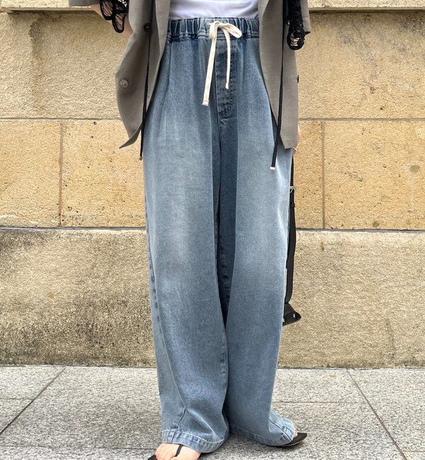  「【新色追加】デニムワイドイージーパンツ」|デニム|