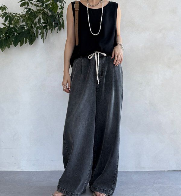  「【新色追加】デニムワイドイージーパンツ」|デニム|