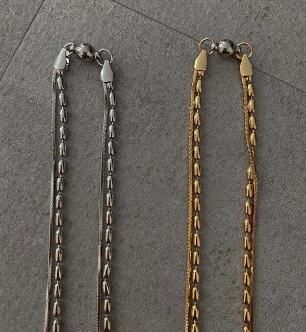  「【SAKURA企画】アレルギー対応 2連チェーンマグネットネックレス」|ネックレス|