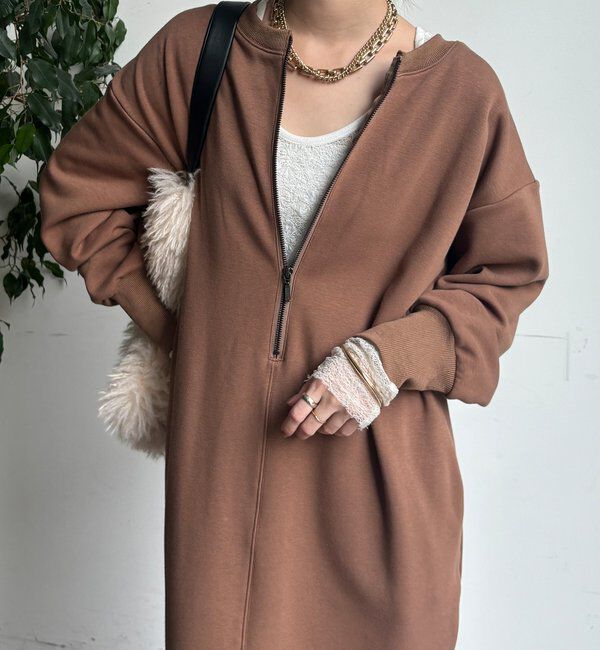  「【WEB限定】裏毛裏起毛ワンピース」|ワンピース|ブラウン