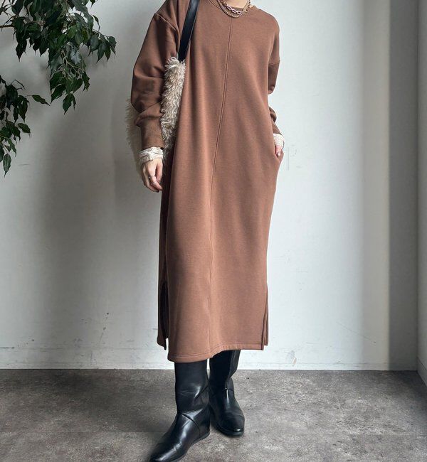  「【WEB限定】裏毛裏起毛ワンピース」|ワンピース|