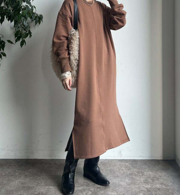  「【WEB限定】裏毛裏起毛ワンピース」|ワンピース|