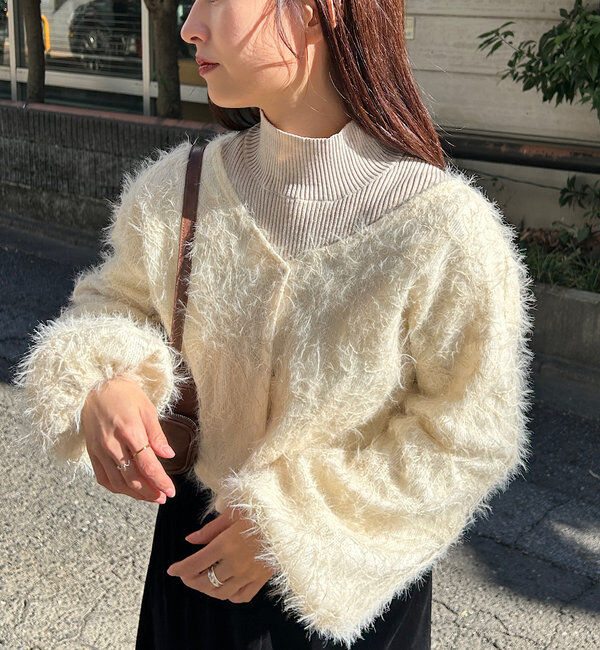  「【2WAY】フェザードッキングニットカーディガン」|カーディガン|