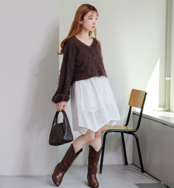  「【2WAY】フェザードッキングニットカーディガン」|カーディガン|