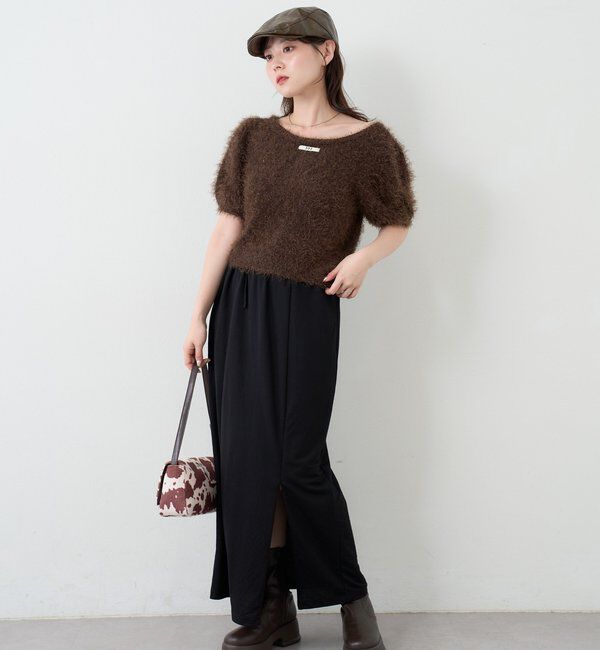  「【新色追加/セットアップ対応/前後2WAY】シャギー半袖カーディガン」|カーディガン|