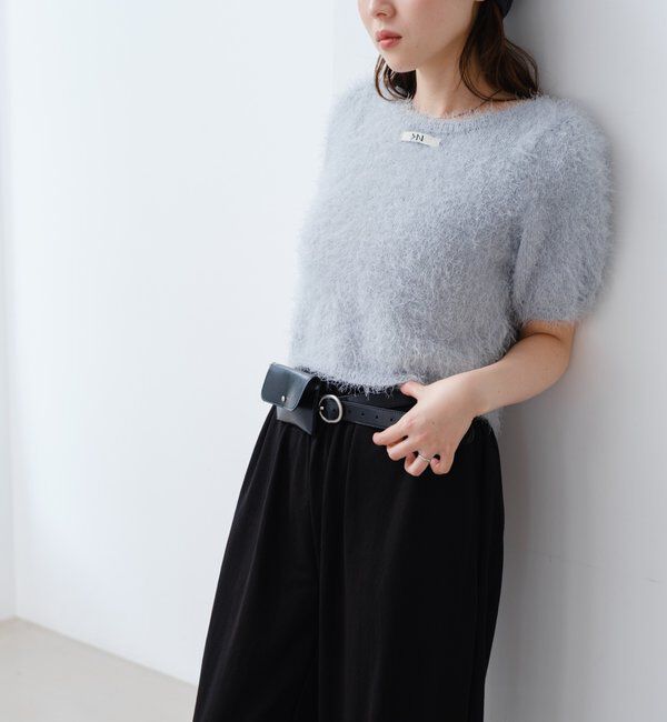  「【新色追加/セットアップ対応/前後2WAY】シャギー半袖カーディガン」|カーディガン|