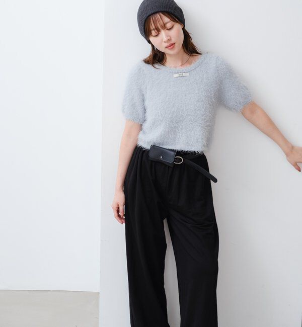  「【新色追加/セットアップ対応/前後2WAY】シャギー半袖カーディガン」|カーディガン|