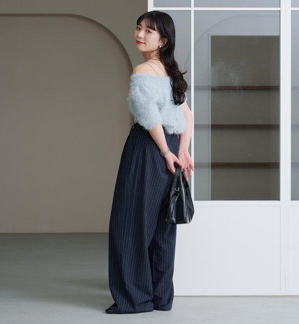  「【新色追加/セットアップ対応/前後2WAY】シャギー半袖カーディガン」|カーディガン|