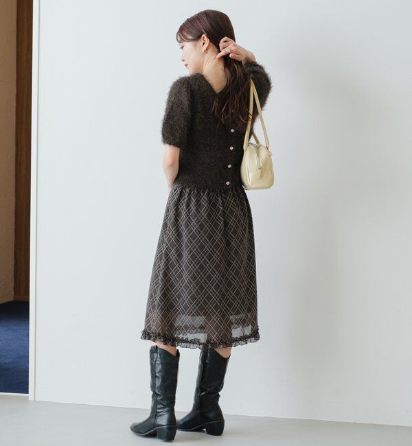  「【新色追加/セットアップ対応/前後2WAY】シャギー半袖カーディガン」|カーディガン|