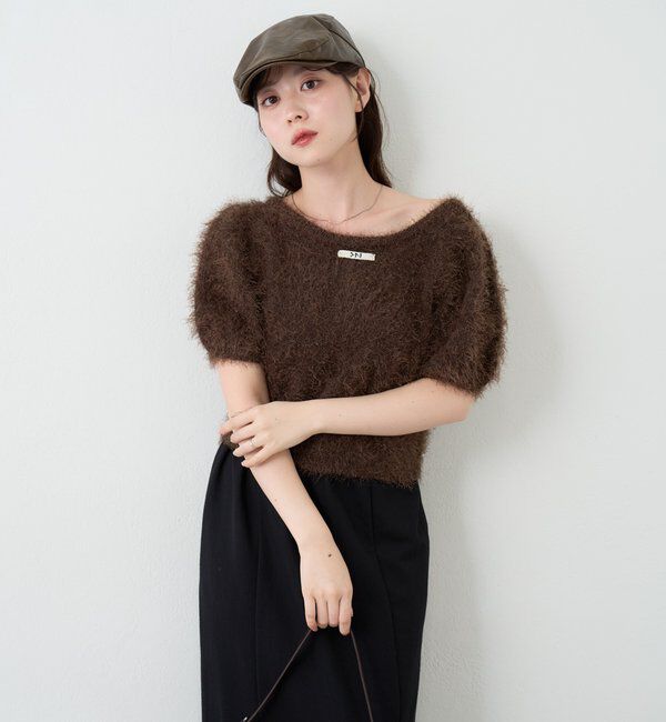  「【新色追加/セットアップ対応/前後2WAY】シャギー半袖カーディガン」|カーディガン|