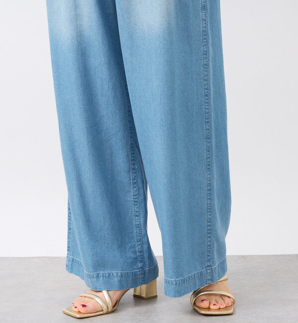  「【セットアップ可】ドレーピーデニムワイドパンツ」|チノ|