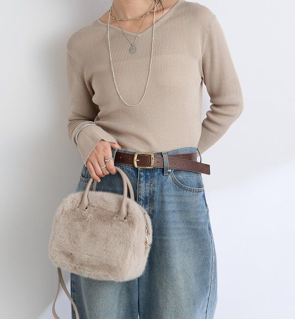  「【シーズンムード抜群】フェイクファーミニボストン」|クラッチバッグ|