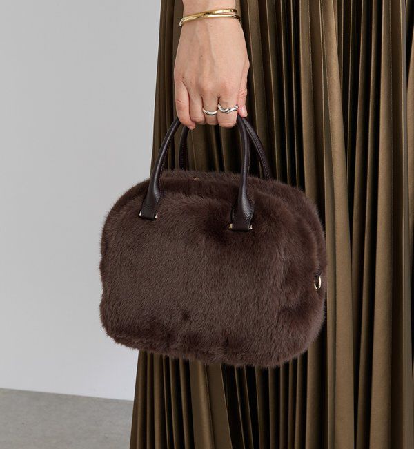  「【シーズンムード抜群】フェイクファーミニボストン」|クラッチバッグ|