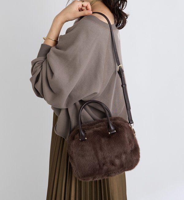  「【シーズンムード抜群】フェイクファーミニボストン」|クラッチバッグ|