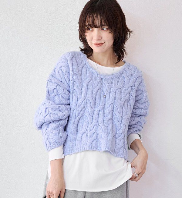  「【大人のこなれ感を演出】フリンジネックケーブルニット」|ニット・セーター|
