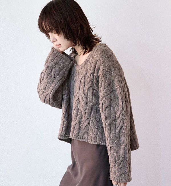  「【大人のこなれ感を演出】フリンジネックケーブルニット」|ニット・セーター|