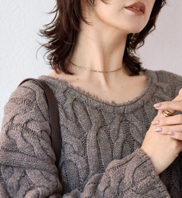  「【大人のこなれ感を演出】フリンジネックケーブルニット」|ニット・セーター|