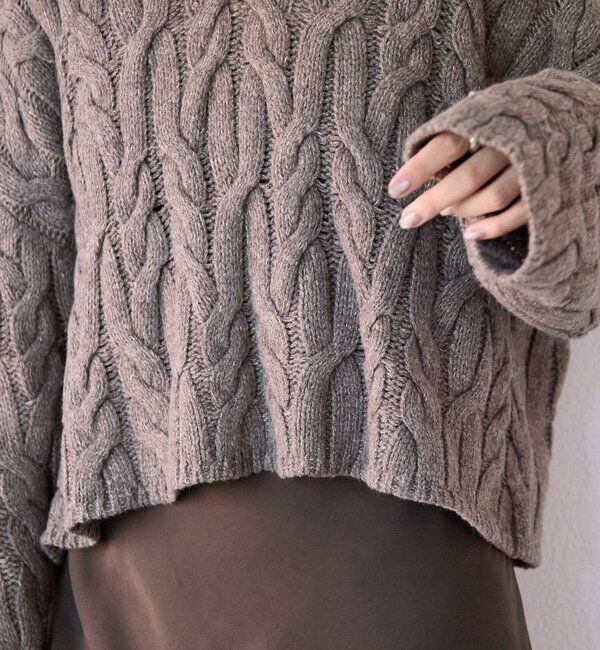  「【大人のこなれ感を演出】フリンジネックケーブルニット」|ニット・セーター|