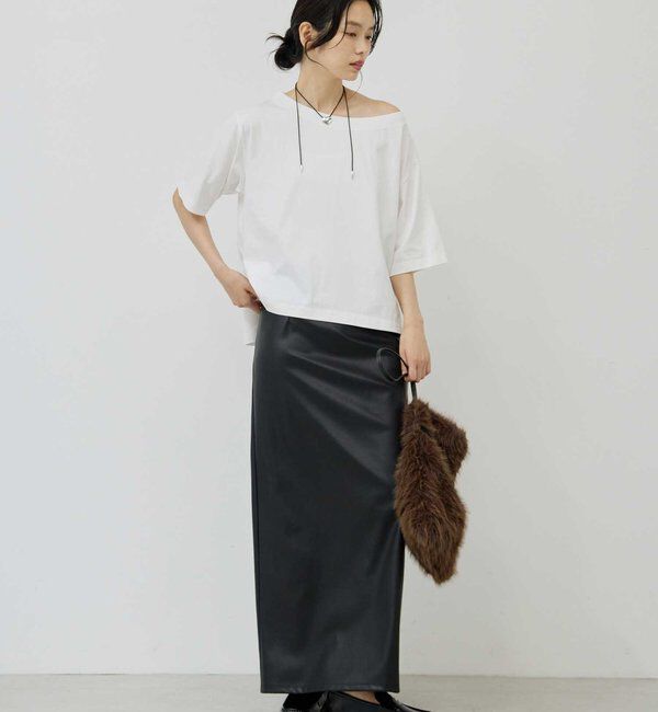  「フェイクレザータイトスカート」|スカート|