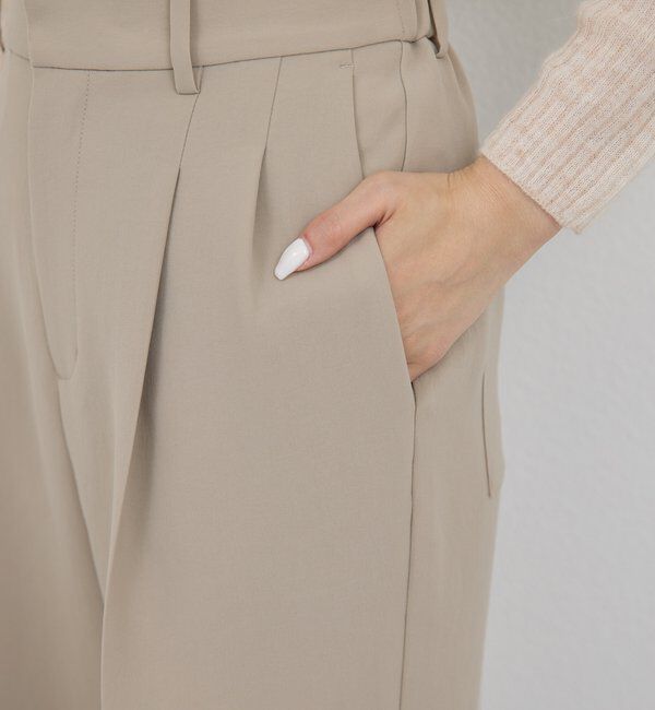  「【シワになりにくい】ジャージータックワイドパンツ」|チノ|