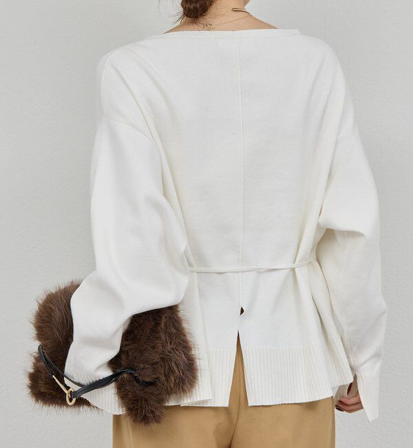  「【CHIKAコラボ】【着やせ&times;時短おしゃれ】タイ付き総針Vネックニット」|ニット・セーター|