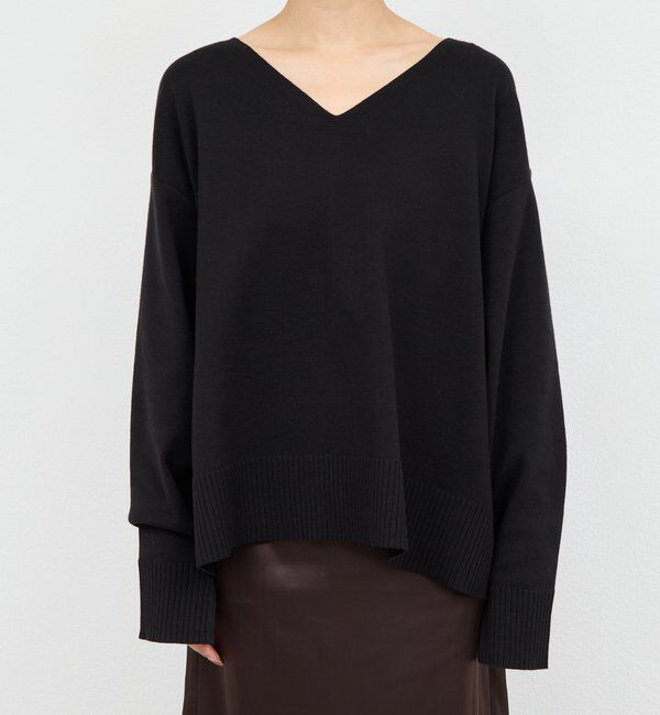  「【CHIKAコラボ】【着やせ&times;時短おしゃれ】タイ付き総針Vネックニット」|ニット・セーター|