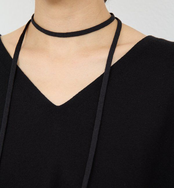  「【CHIKAコラボ】【着やせ&times;時短おしゃれ】タイ付き総針Vネックニット」|ニット・セーター|