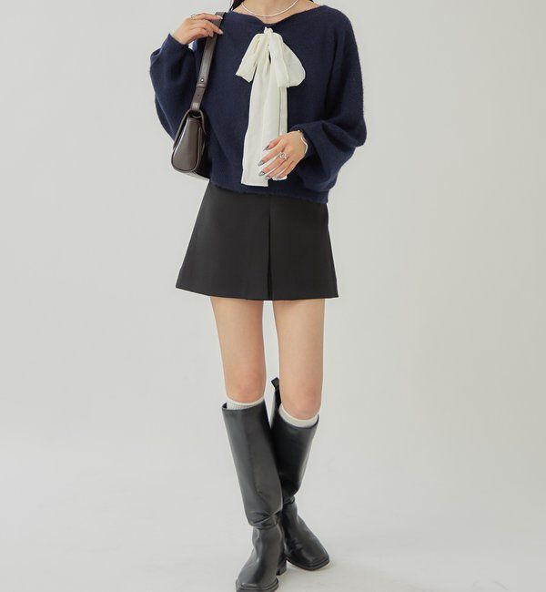  「リボン付きニット プルオーバー」|ニット・セーター|