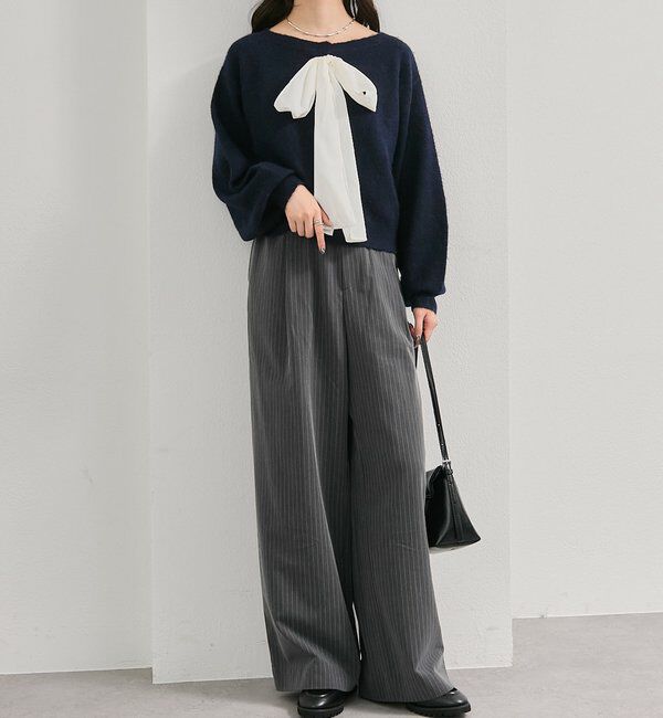  「リボン付きニット プルオーバー」|ニット・セーター|