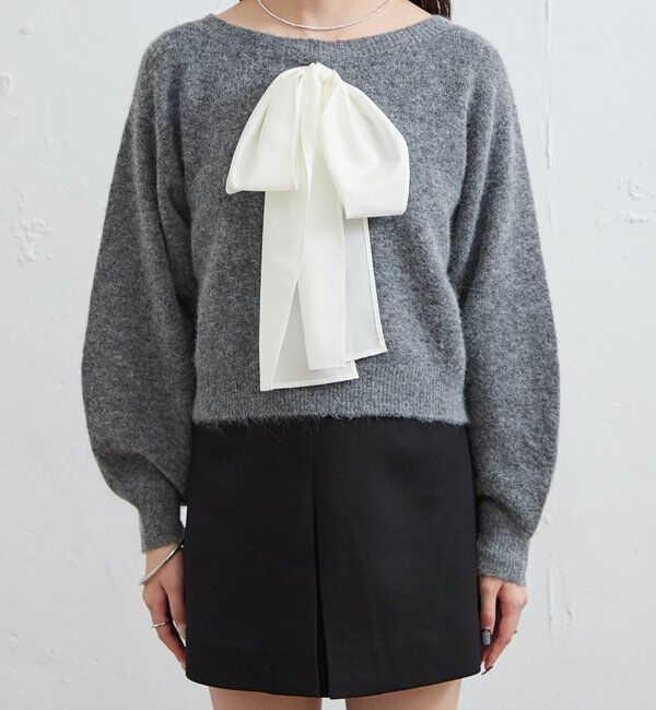  「リボン付きニット プルオーバー」|ニット・セーター|