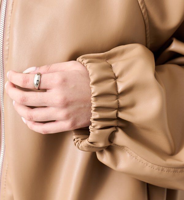  「バルーンスリーブフェイクレザーブルゾン」|ブルゾン・スタジャン|